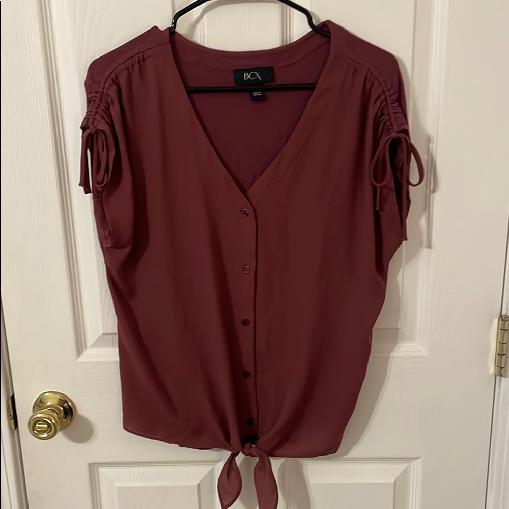 Women's Burgundy Button-Down Top